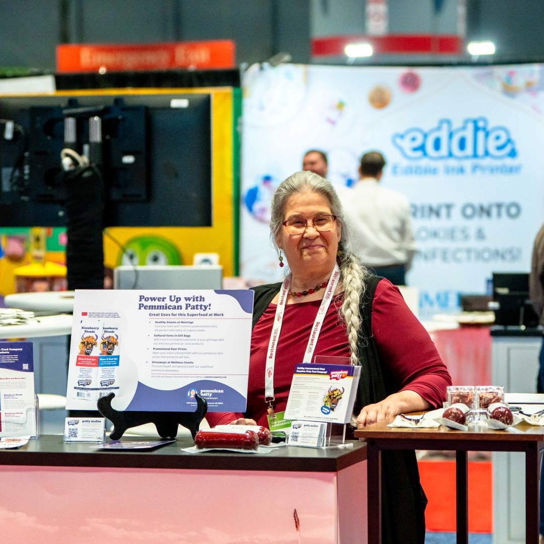 Patt of Pemmican Patty Food Company at the booth of the National Restaurant Association show May 2024