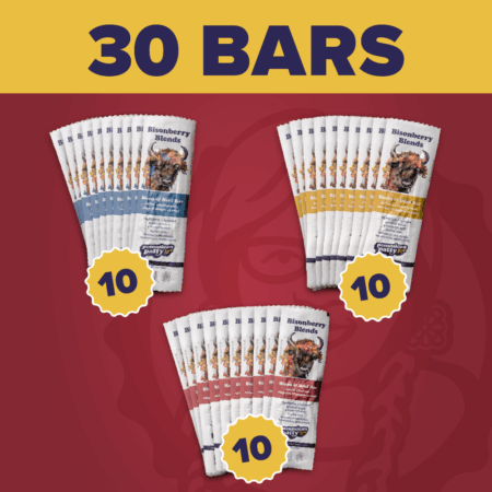 Graphic of 30 bars (10 of blueberry, 10 of sumac, 10 of cherry)